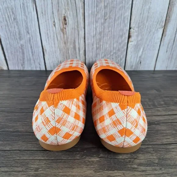 Vivaia Claire Round Toe Ballet Flats Women’s Sz 10.5 EU42 Citrus Orange Gingham - Picture 4 of 8